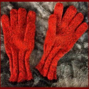 Medium Red & Black Heather Knit Woven Gloves